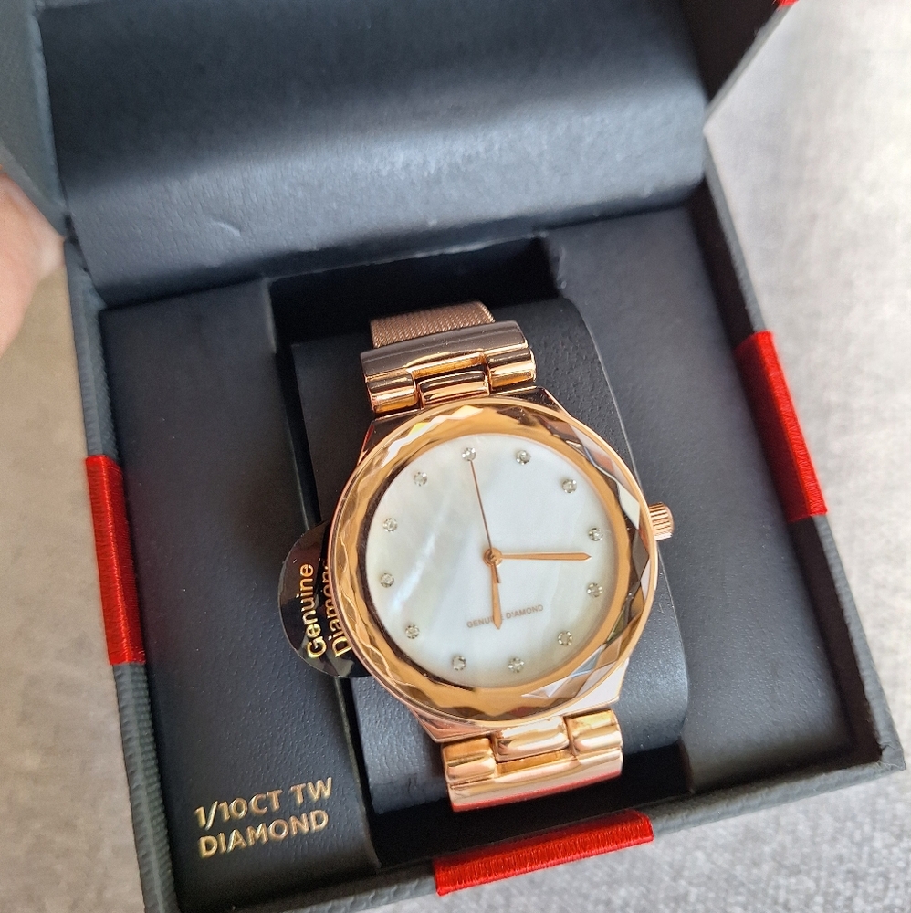 Diamond Collection Women's Analog Quartz Watch Rose Gold NEW IN BOX